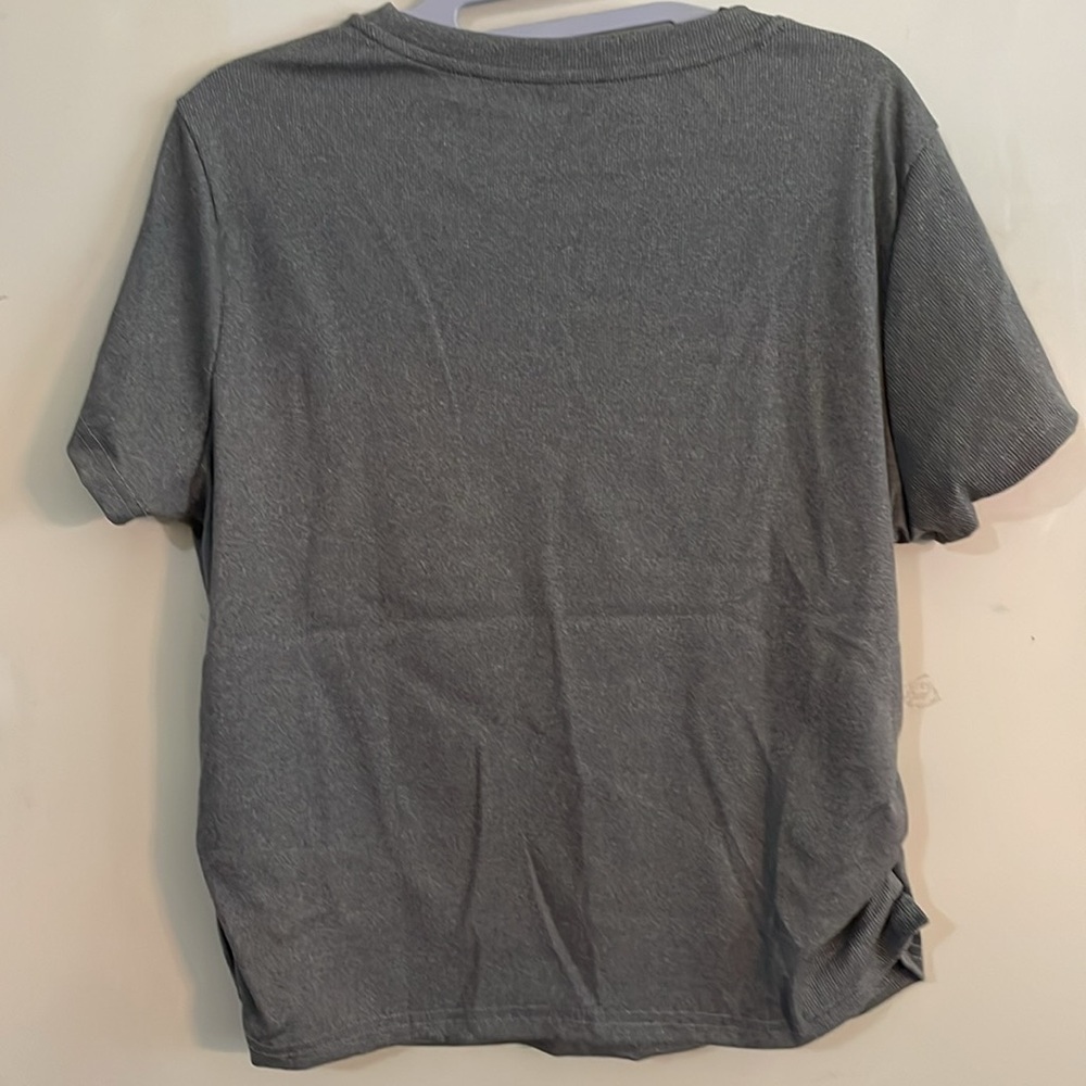 Stay Positive Gray Ribbed Women's Top - Picture 11 of 15